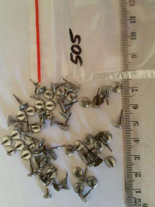 Watch parts- lot of Crowns -winding stems - unsorted-new and used-Watchmaker Treasure