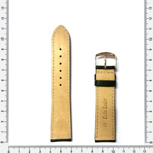Strap, 20mm watch strap, genuine leather strap, black, Strap made in Germany