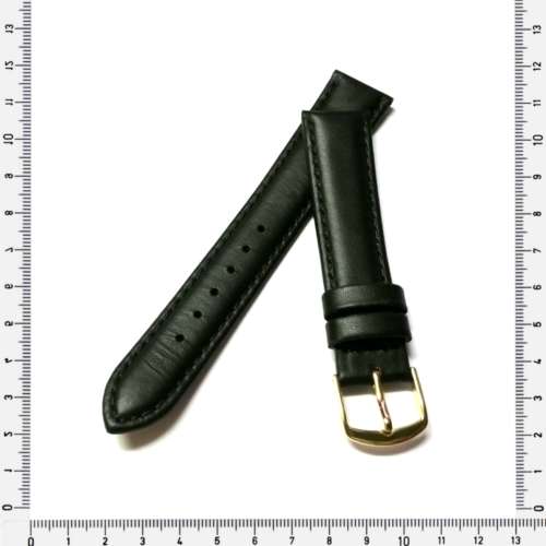 Strap, 18mm watch strap / genuine leather strap, black / Strap made in Germany