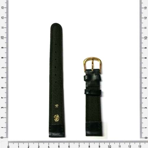 Strap, 16mm watch strap / genuine leather strap, very dark blue /  Strap made in Germany