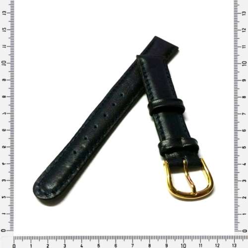 Strap, 16mm watch strap / genuine leather strap, very dark blue /  Strap made in Germany