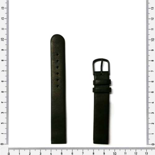 Strap, 14mm watch strap / genuine leather strap / mat black / Strap Made in Germany