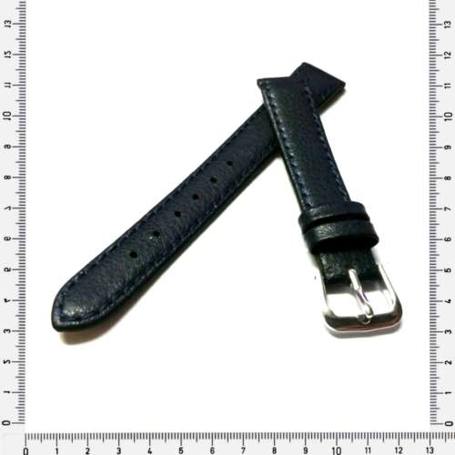 Strap, 14mm watch strap / genuine leather strap / dark blue / Strap Made in Germany