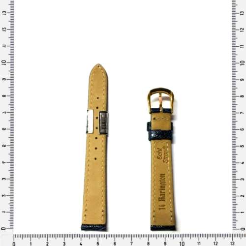Strap,14mm watch strap, genuine Ostrich leg leather strap, navy blue, Barington, Strap M. in Germany