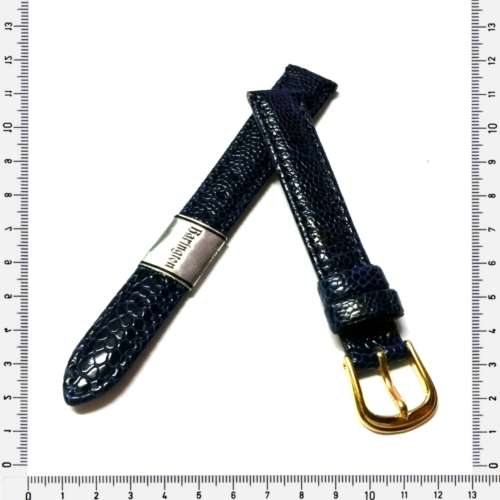 Strap,14mm watch strap, genuine Ostrich leg leather strap, navy blue, Barington, Strap M. in Germany