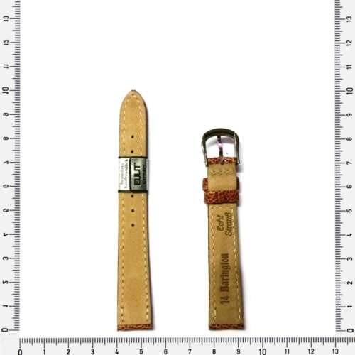 Strap, 14mm watch strap, genuine Ostrich leg leather strap, brown, Barington, Strap Made in Germany