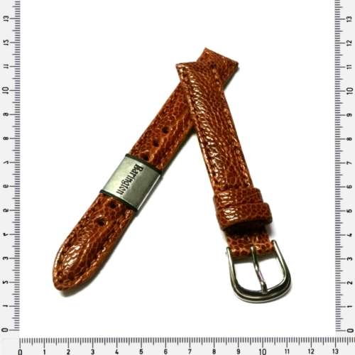 Strap, 14mm watch strap, genuine Ostrich leg leather strap, brown, Barington, Strap Made in Germany