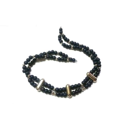 Beads necklace for crafting without clasp diameter 45cm metal Beads and dark blue wooden Beads