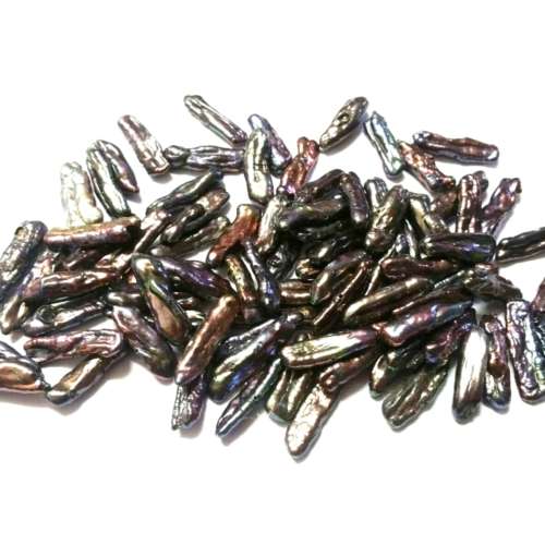 Cultured Keshi pearls rainbow grey +/-21x5mm tooth  price 86pcs