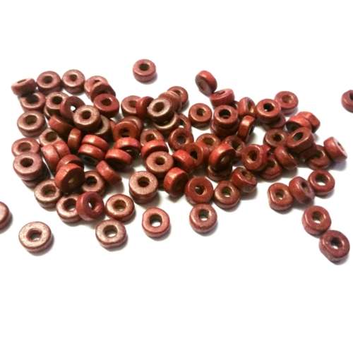 Beads / Wooden beads/disks dark magenta / 8mm  / price +/-250pcs / Beads for crafting