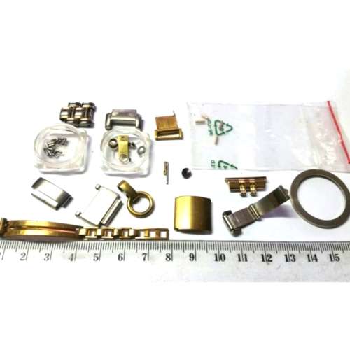 Watch parts / lot of strap parts / gold plated / Stainless steel / bicolor - Watchmaker Treasure
