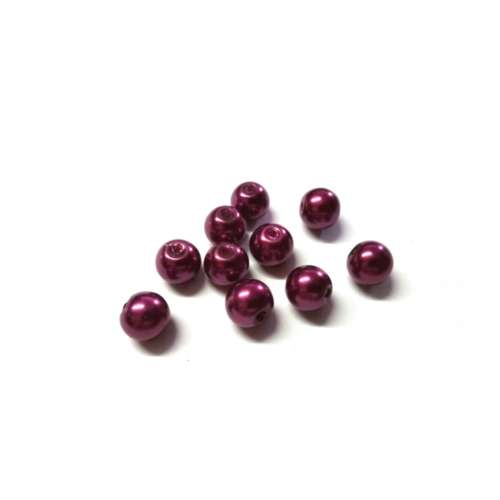 Beads, 10pcs Glass Pearl Beads, dyed dark magenta Beads, 8mm, Beads for crafting