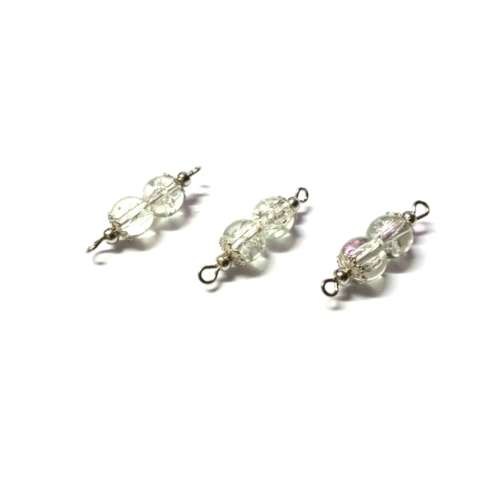 Beads, Connectors 28mm/ Glass Beads 8mm / with caps and metal balls /Price p.1pc, Beads for crafting