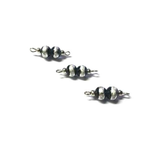 Beads / Connectors 22mm/ Glass Beads, dark blue Beads /silver Beads 6mm Price p.1pc, crafting