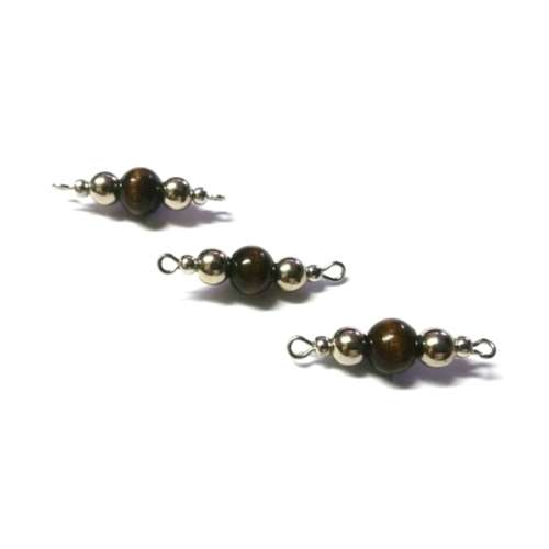 Beads /Connectors 29.6mm/Wood Beads 8mm dark brown/ metal Beads 6mm silver/ Price p.1pc, crafting