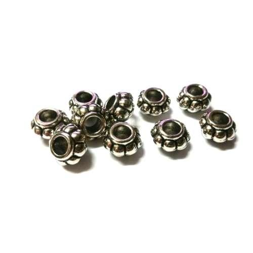 Beads / Metal Optic Beads / silver Beads, 8mm x 13mm / 10pcs / Beads for jewellery crafting