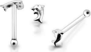 Piercing / Nose piercing / dolphin piercing / sterling silver / 1pc