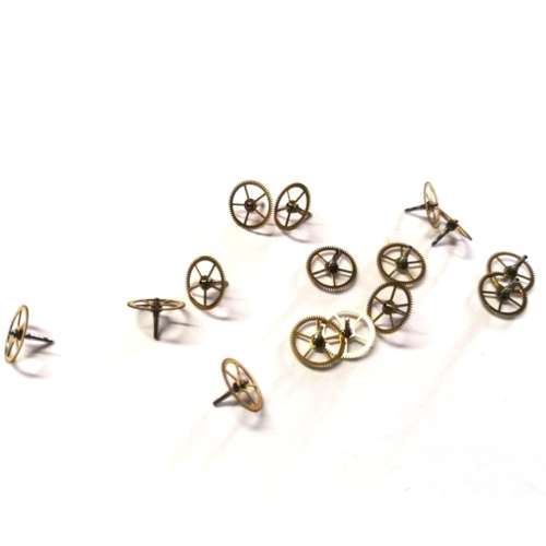 Clock - watch parts - 15 pcs -gears -W 8.5 H6.5 - Watchmaker find your Treasure