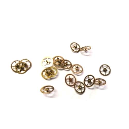 Clock - watch parts - 18 pcs -gears -W 7.4 H 4.6 - Watchmaker find your Treasure