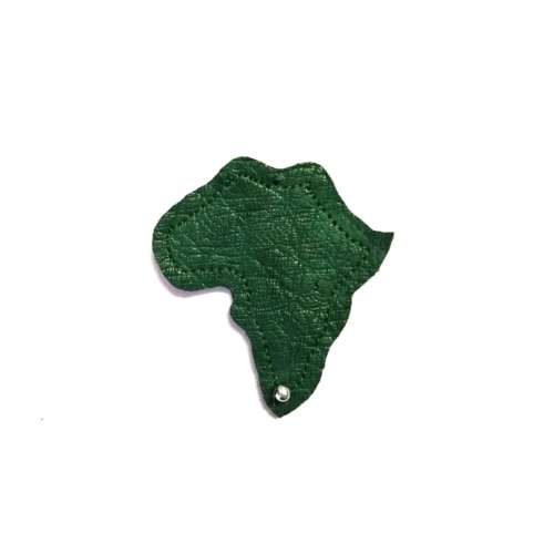 Pendant with genuine ostrich leather-africa map-4.5cm x 4.5cm-green-for jewellery crafting -