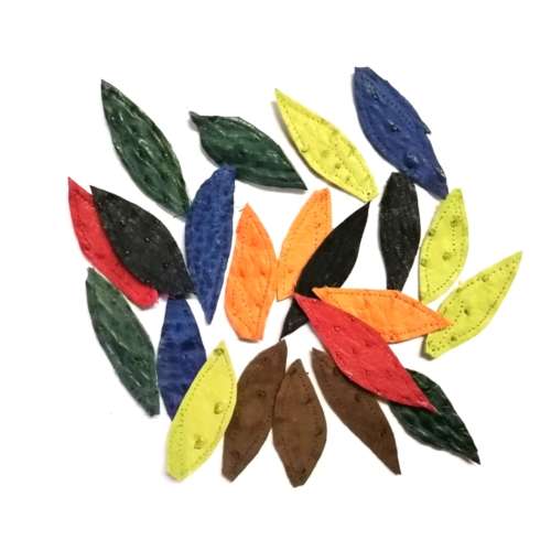 23pcs Genuine ostrich leather leaves 5cm -6cm long ,price per lot -see picture, for crafting