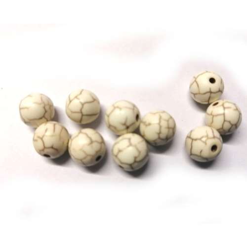 Beads / Synth. Howlite Stone Beads / creme Beads / 10mm Ball /price p.10pcs / Beads for crafting
