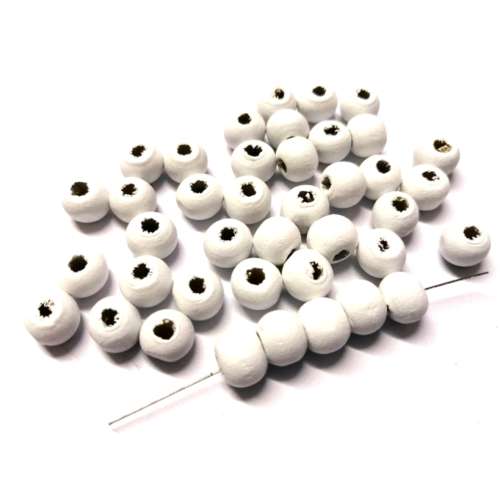 Beads / Wood Beads - matt white  +/-285pcs - 8mm / Beads for crafting
