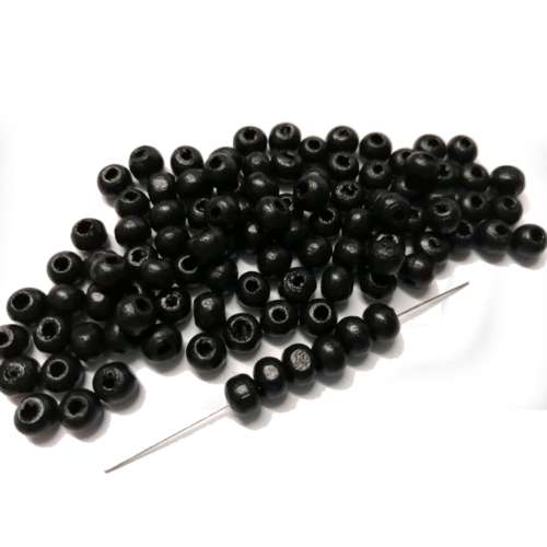 Beads / Wooden Beads / 6mm / black Beads / Price p. 100 pcs / Beads for crafting