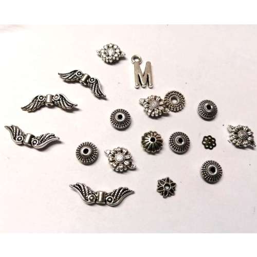 Bead MIX / 23pcs/ Metal Beads  / 8-22mm  /Beads for jewellery crafting