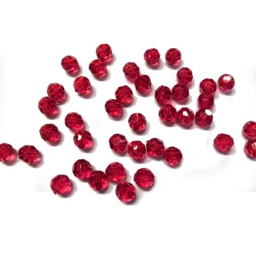 Beads / Acrylic Beads - 6mm -  40 pcs - red  - Crystal Cut Ball for jewellery crafting