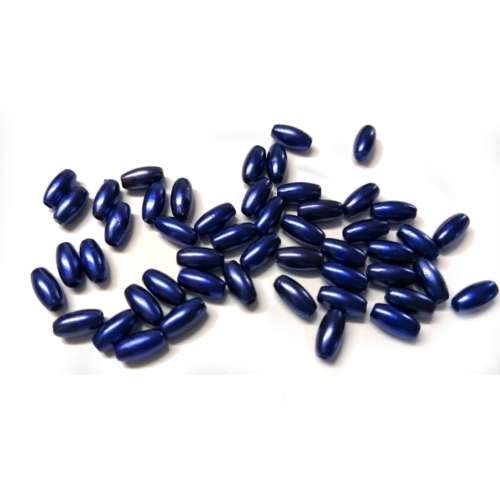 Beads / Acrylic Beads - 8mm -  50 pcs - metallic blue - Oval for jewellery crafting