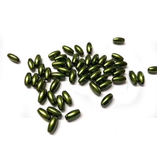 Beads / Acrylic Beads - 8mm -  50 pcs - metallic green - Oval - Oval for jewellery crafting