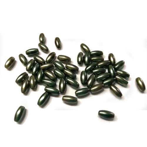 Beads / Acrylic Beads - 8mm -  50 pcs - metallic grey/green - Oval for jewellery crafting