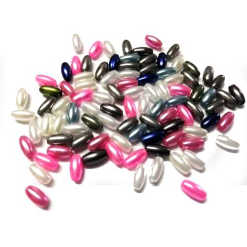 Beads / Acrylic Beads - 8mm -  95 pcs - metallic mix - Oval for jewellery crafting