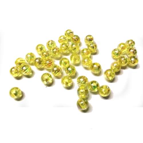 Beads / Acrylic Beads - 6mm ball -  40pcs - light yellow - glossy glass optic for jewellery crafting