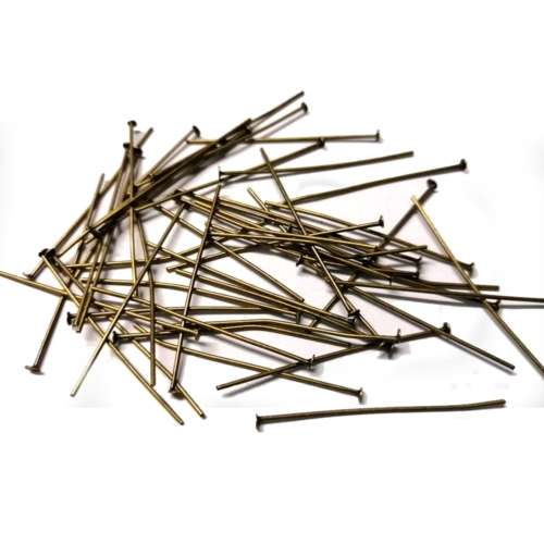 Head Pin - 50pcs  - 40mm - Antique Gold Color / for crafting