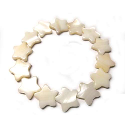 Beads / Shell  Beads +/-15mm - Stars - 14pcs / Beads for crafting