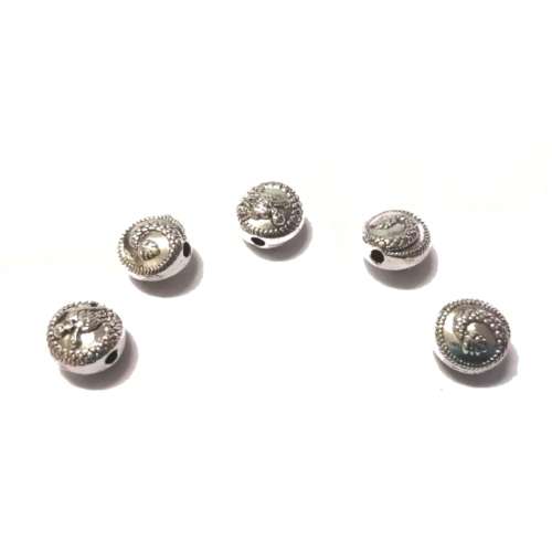 Beads / Metal Beads - 5pcs   - 9x6mm - Hole +/- 1.8mm / Beads for crafting