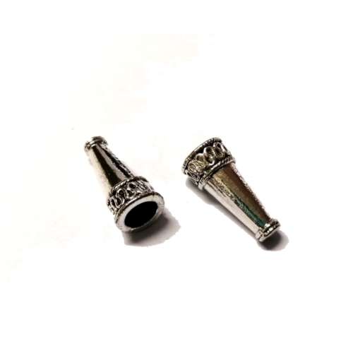Beads / Cord Ends Cone  - 2pcs  - 22x10mm -Hole max 7mm / Beads for crafting