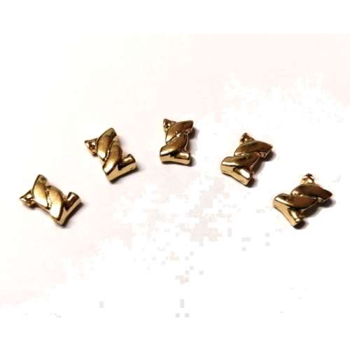 Beads - Metal Beads - 5pcs - Gold  - 10x7mm - Holes 2 strings +/- 1.8mm / Beads for crafting