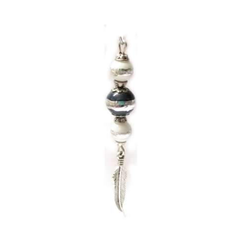 Beads / Glass Pendant with feather-  p. 1pc   - size 69x11mm / Beads for crafting