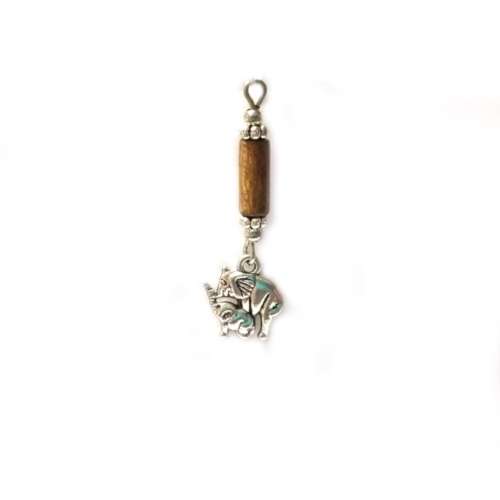 Beads / Wood Pendant with Elephants  p. 1pc   - size 42x15mm / Beads for crafting