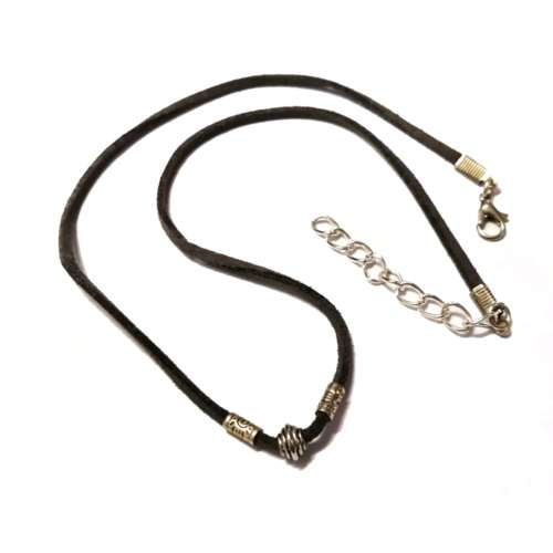 Beads / Cord 3mm grey with metal beads /49cm plus chain and clasp / Beads for crafting