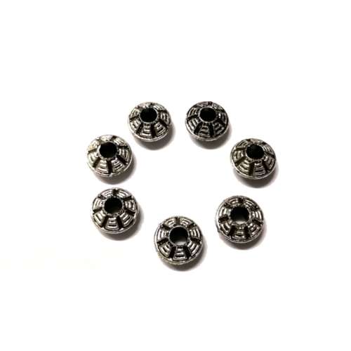 Beads / Acrylic Beads - 11x6mm -  7 pcs - metal optic / Beads for crafting