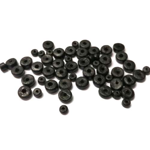 Beads - Coconut Wooden Beads Discs- black- 53pcs - 4mm and 8mm / Beads for crafting