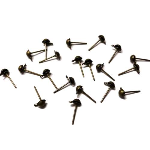 Findings / Earring Pin with loop to connect - 20pcs  - antique gold / Beads for crafting