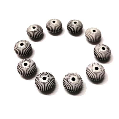 Beads / Acrylic Beads Ceramic Optic- 11x7mm -  10 pcs - black-white / Beads for crafting