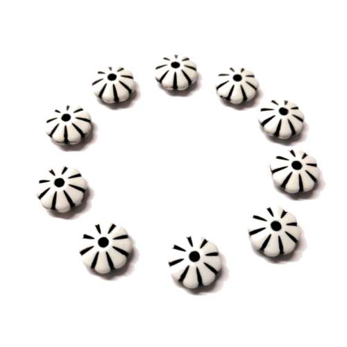 Beads / Acrylic Beads Ceramic Optic - 9x4mm -  10 pcs -black/white / Beads for crafting