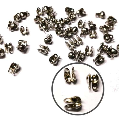 Findings / Calottes End Beads,  - 4mm - 50pcs - Nickel / Beads for crafting