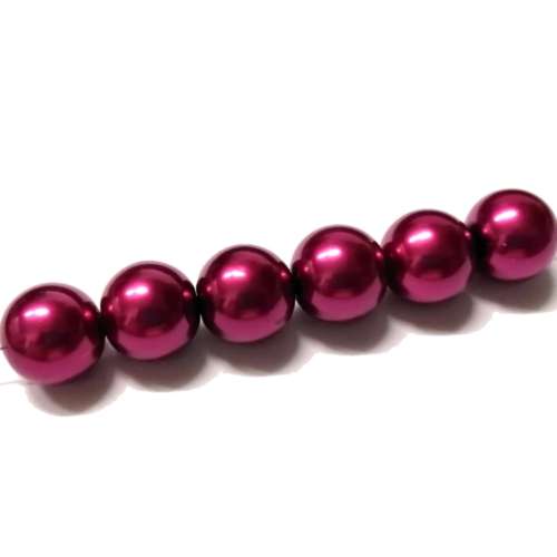 Beads / Glass Pearl Beads - 6pcs  - MAGENTA - 14mm / Beads for crafting